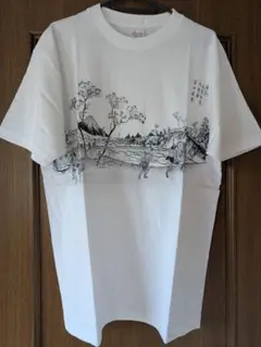 4　第五　木曾街道大宮宿冨士遠景　Lサイズ　風景画プリント ホワイトTシャツ