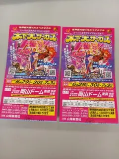 木下大サーカス 岡山公演 招待券 2枚セットのサムネイル