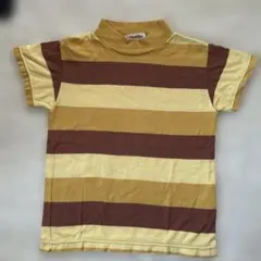 BeBe 茶色と黄色のストライプ Tシャツ