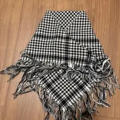 COMME CA ISM 千鳥格子柄ストール キッズ　黒　白