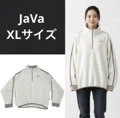 JaVa ジャバ　ストライプ　ゆったり　ハーフジップ スエット　オフホワイト
