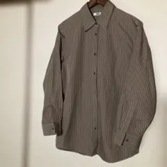UNIQLO U ブラウン ストライプ 長袖シャツ