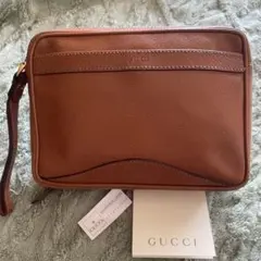 GUCCI ブラウンレザー クラッチバッグ