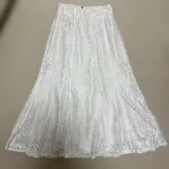 ホワイトレース フレアロングスカート