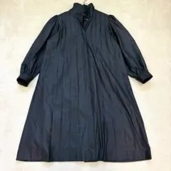 nn389 良品✨ライナー付きスプリングコート ロング丈 黒 ハイネック 上品