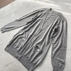 ユニクロ　カーディガン　Vネック　ミドル丈　グレー　L