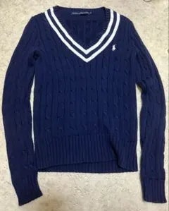 RALPH LAUREN SPORT ニット ネイビー Sサイズ　Vネック
