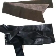 セオリー　〘巻きベルト〙　2本　黒　オリーブ＆茶