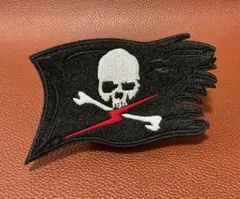 海賊旗スカル＆稲妻 刺繍ミリタリーワッペン パッチ　ベロクロ