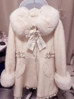 ビジューリボンミニ丈Aラインコート