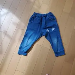 ネイビー 星プリント ロングパンツ ジーンズ ダメージ