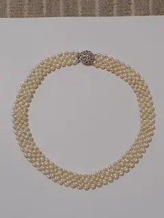 本真珠 トライアングル ベビーパール 5連 ネックレス 希少デザイン39cm 