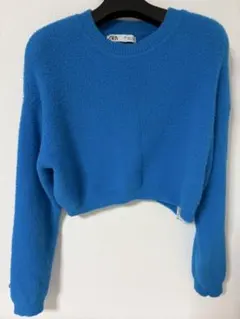 ZARA 青 クロップドセーター 長袖