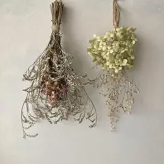 ⑧ 季節のお花を使ったナチュラルミニブーケ&スワッグ 2点 ドライ