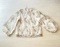 mysty woman 花柄刺繍 シアーブラウス 長袖