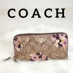 寄付　対象　コーチ　サクラ　ラウンド ファスナー　シグネチャー　ゴールド　財布