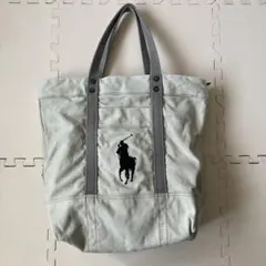 ポロラルフローレン　キャンバス　トートバッグ　ジップ　ビッグポニー　刺繍