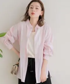 ◎新品◎サニーレーベル　エアリーコットンストライプシャツ