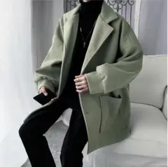 CHA0030050L　ビッグシルエット チェスターコート グリーン　Lサイズ