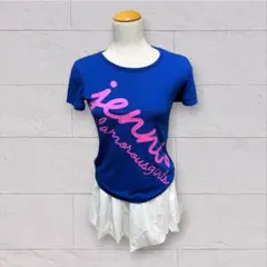 ピチT 平成ギャル 英字 ラメ ブルー Tシャツ ブルー y2k 半袖 グランジのサムネイル