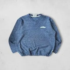 90s 古着 BEACH CREW Vネック スウェット 刺繍ロゴ 霜降り L
