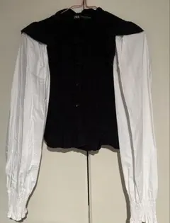 ZARA フリルデザイン 長袖シャツ 黒と白
