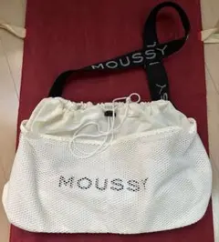 MOUSSY メッシュポケット ショルダーバッグ ホワイト 巾着バッグ