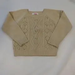 First ベージュ ケーブルニットセーター 120〜130cm グリッター
