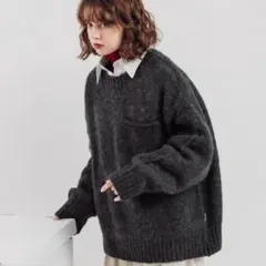 Muhet ポケット付き起毛ニット 男女兼用 M