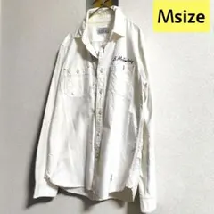 STOOGE & CO. ホワイト長袖シャツ 綿　コットン　バックプリント　Ｍ