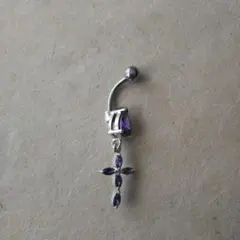 【新品】☆へそピアス クロス パープル