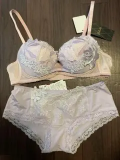 ブラとショーツのセット サルート ピンク 紫 C75 L リボンブラ