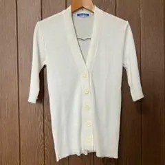naigai ナイガイ　カーディガン　vネック　5部袖　白