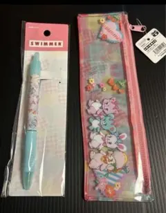 SWIMMER スイマー ボールペン　クリアスリムペンケース　猫　うさぎ　くま