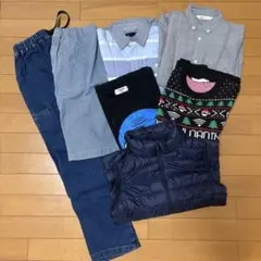 キッズ服セット（ダウンベスト・ニット・シャツ・パンツ）