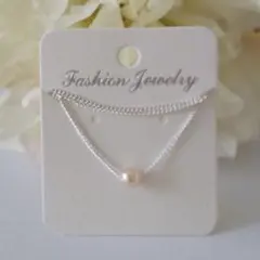 小ぶりなピンクパールの一粒華奢ネックレス