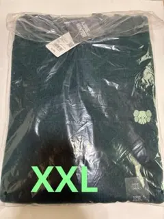 ユニクロ カウズ ラムクルーネックセーター グリーン XXL