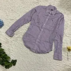 美品　ラルフローレン　長袖シャツ　紫　ストライプ　スーパースリムフィット　9 M