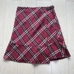 バーバリーブルーレーベル ノバチェック ラップスカート 赤 Y2K