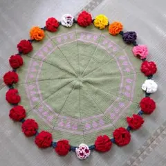 カーネーションの花束ブランケット　母の日　　　手編み　86cm