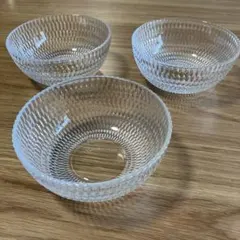 HOYA ガラスボウル 3個セット デザートカップ 昭和レトロ 小鉢　切子風のサムネイル