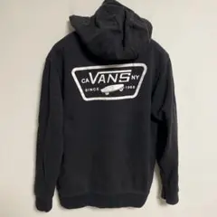 VANS バンズ ブラック 裏起毛パーカー スケートボードロゴ S