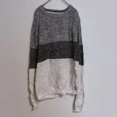 DENIM & FLOWER 【M】ボーダー クルーネック ニット 長袖のサムネイル