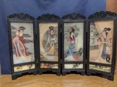 四曲屏風 美人画 卓上置物