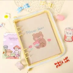 バインダー シール帳 A5 6穴リングバインダー ジッパー リフィル付き 黄色