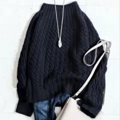 美品✨セオリー Theory カシミヤ ケーブル ニット プルオーバー ブラック