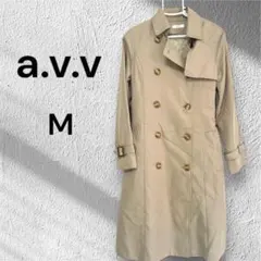 a.v.v ベージュ ダブルブレスト トレンチコート M ひざ丈 蓄熱ライナー