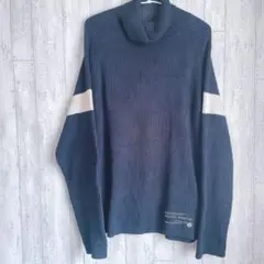 90s NAUTICA タートルネック リブニット L 紺 難あり 訳あり