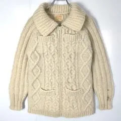 USA古着フィッシャーマンニットカーディガンジップアップハンドニットヴィンテージ