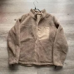ベージュ フリースジャケット 胸ポケット付き